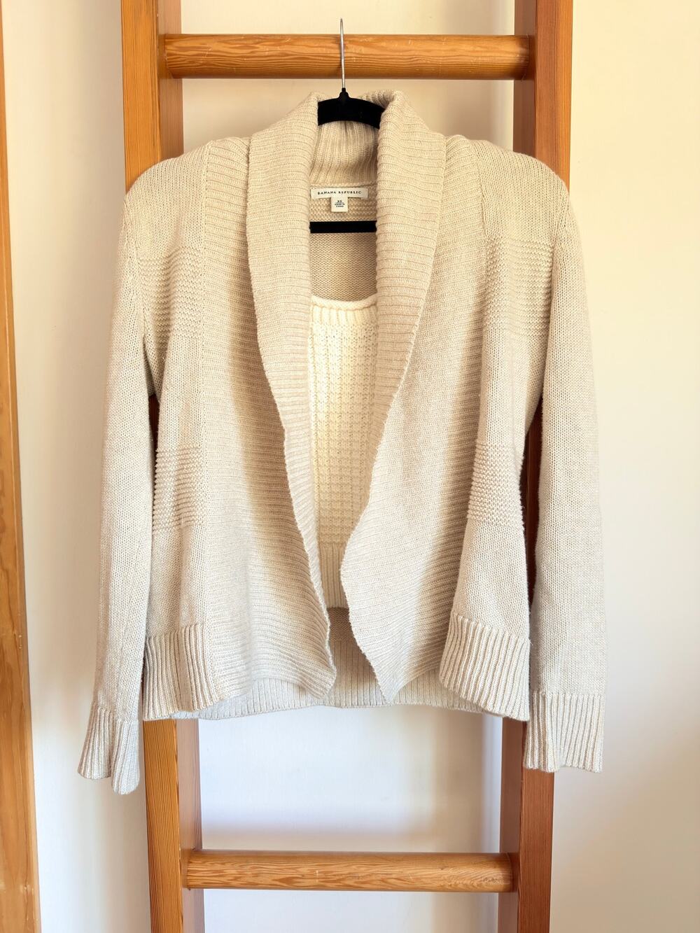 Banana Republic Cotton Cashmere Open Front Cream Cardigan Sweater XS